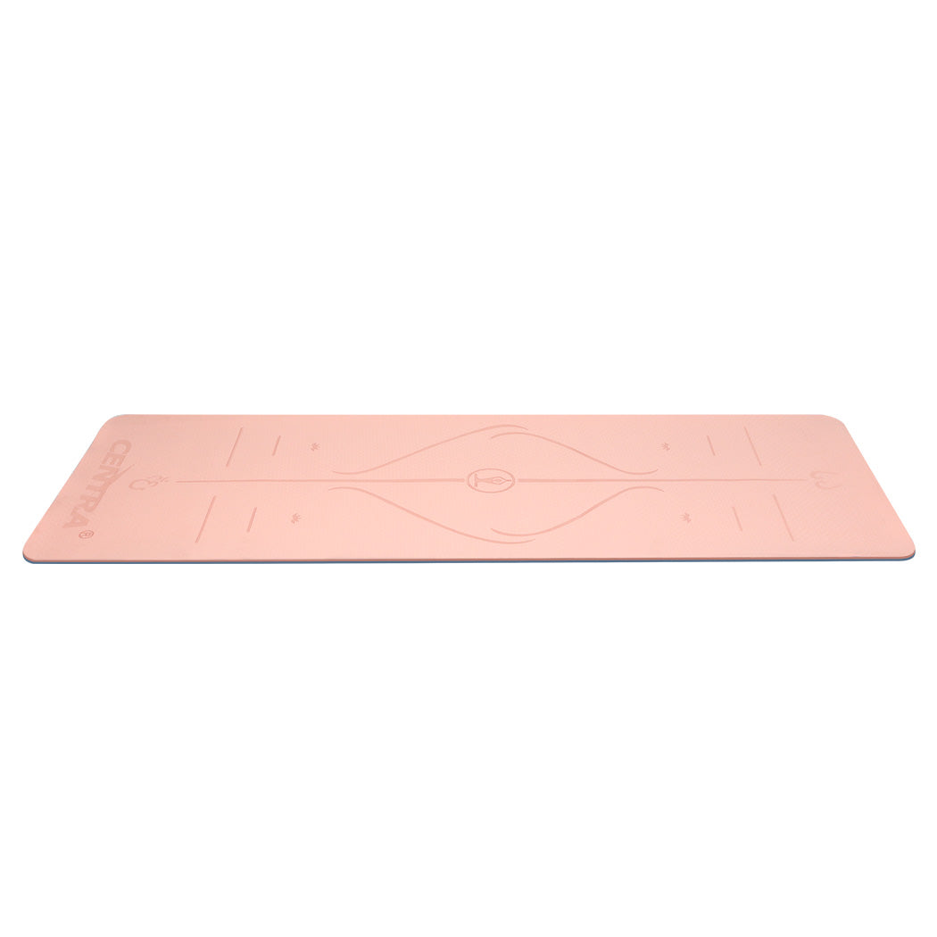 Centra Yoga Mat Dual Colour Body Position Lines Pink Mats & Non Slip Towels