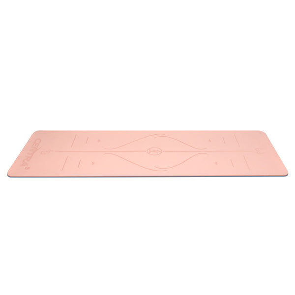 Centra Yoga Mat Dual Colour Body Position Lines Pink Mats & Non Slip Towels