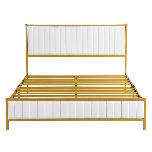 Levede 209Cm X 154Cm 106Cm Metal Bed Frame Under Storage Queen Beige Queen Bed Frames