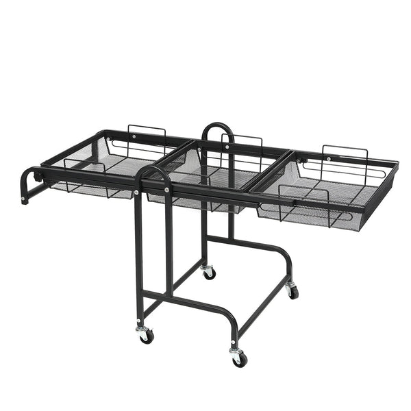 Levede 3 Tier Kitchen Trolley Cart Swivel Black Colour Kitchen Carts