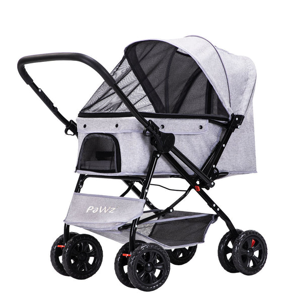 Pawz Pet Stroller Pram Dog Carrier Trailer Grey Dog Strollers
