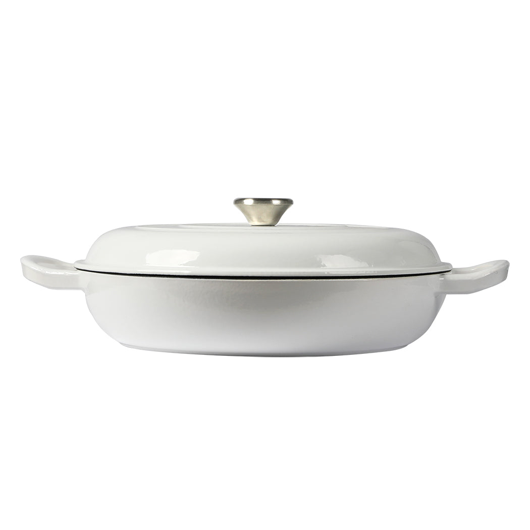 Toque 3.5L Enamel Dutch Oven Pan Classic White Cookware Casserole Pans