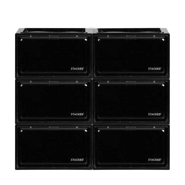 Stacked Shoe Box Acrylic Sneaker Display 6Pc Black Shoe Organisers