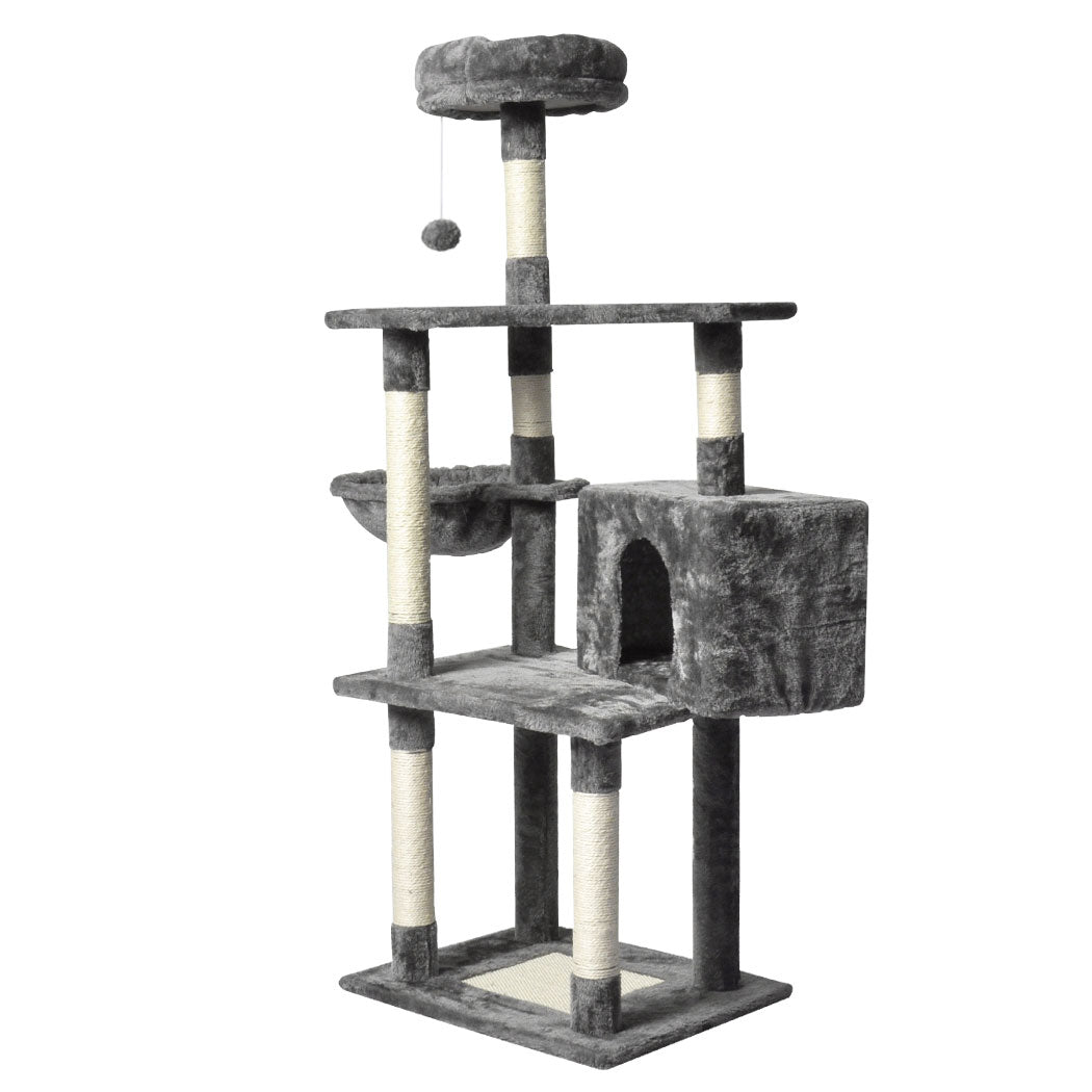 Pawz 130Cm Cat Tree Toy Scratching Post Grey Furniture & Scratchers