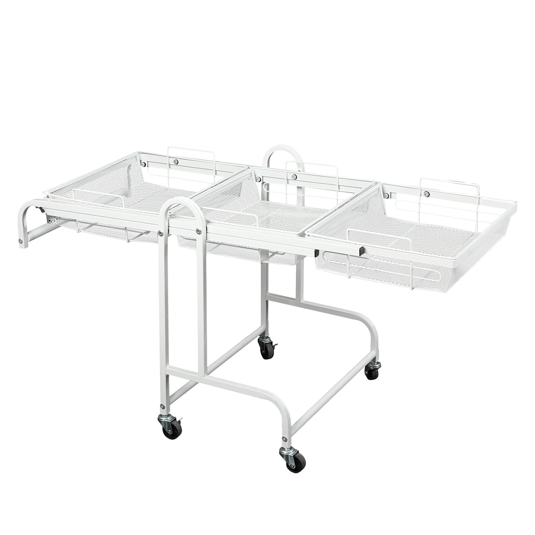 Levede 3 Tier Kitchen Trolley Cart Swivel White Colour Kitchen Carts