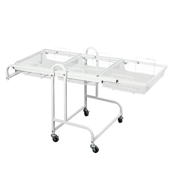 Levede 3 Tier Kitchen Trolley Cart Swivel White Colour Kitchen Carts