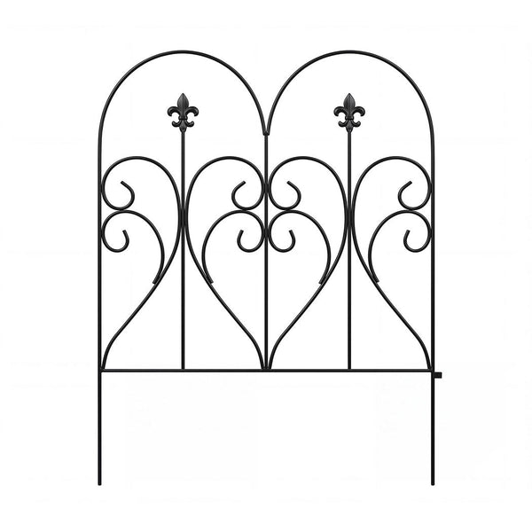 Mountview 5 Panel Decorative Garden Fence Black Steel Animal Barrier Garden Edging & Borders