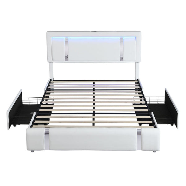 Levede Double Bed Frame With Adjustable Headboard White Headboards & Footboards