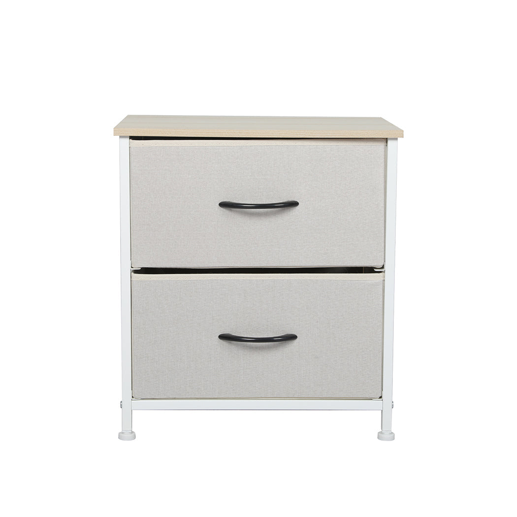 Levede Chest Of 2 Drawers Bedside Table Beige Stylish Storage Nightstand Dressers & Chests Of Drawers