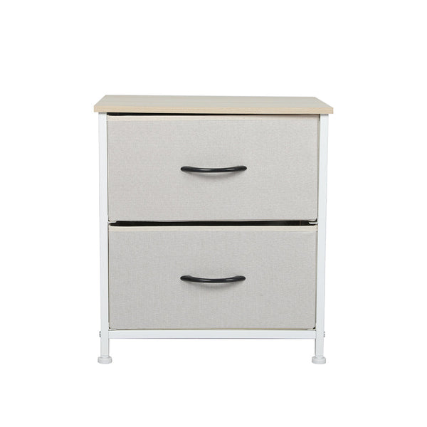 Levede Chest Of 2 Drawers Bedside Table Beige Stylish Storage Nightstand Dressers & Chests Of Drawers