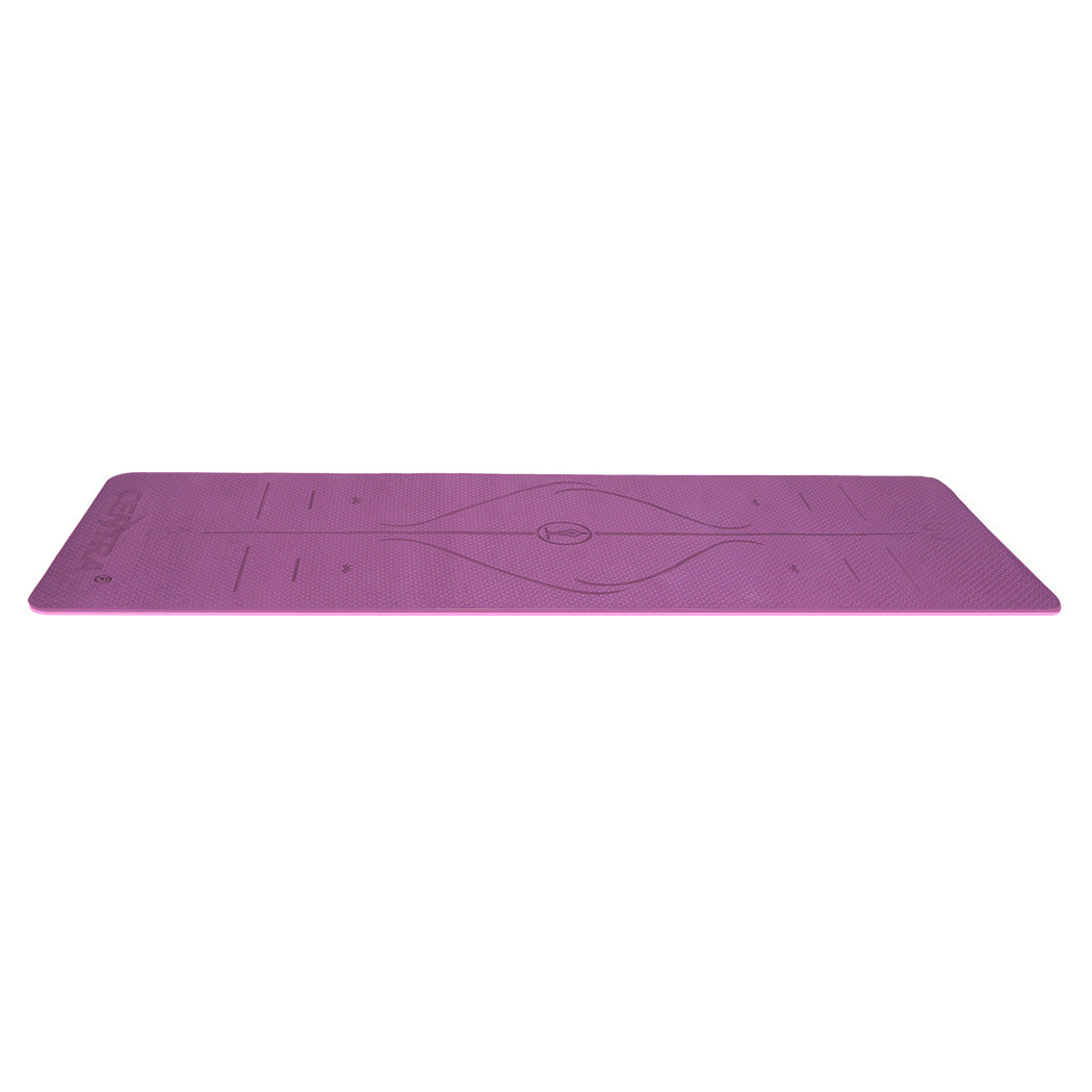 Centra Yoga Mat Dual Colour Body Position Lines Purple Mats & Non Slip Towels