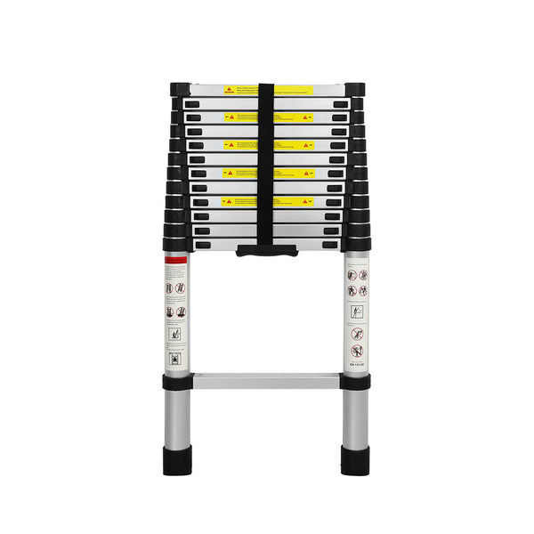 Traderight Multipurpose Ladder Telescopic 3.8M Silver Meter Ladders