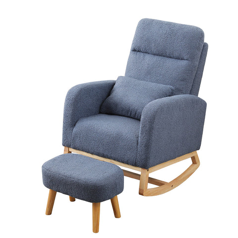 Levede Rocking Chair With Footrest Side Pocket Navy Chairs