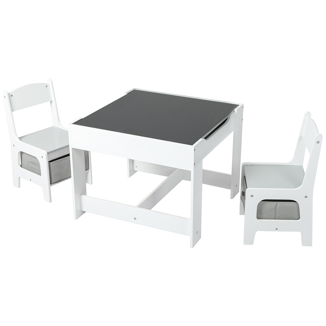 Bopeep Kids Table And Chairs Set Storage White Grey Kids Tables