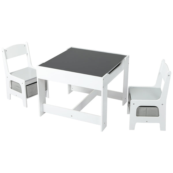 Bopeep Kids Table And Chairs Set Storage White Grey Kids Tables