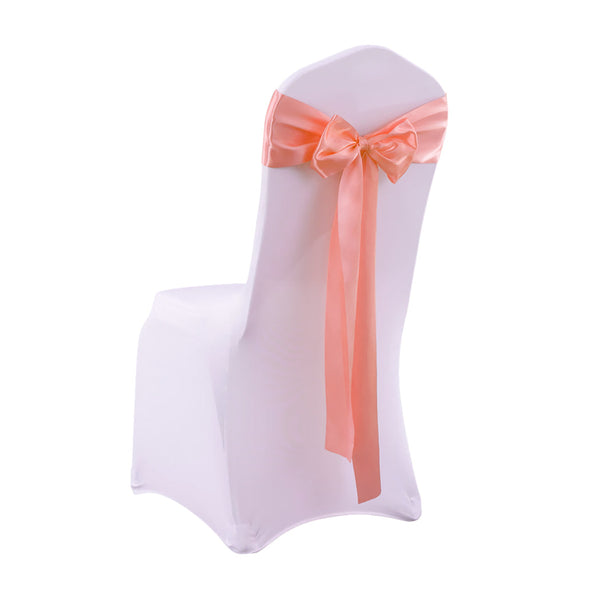 50X Satin Chair Sashes Cloth Cover Wedding Coral Chair Covers