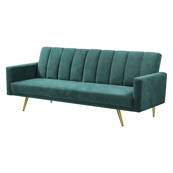Levede Sofa Bed Convertible Velvet Lounge Recliner Couch Sleeper 3 Seater Green Sofa Beds