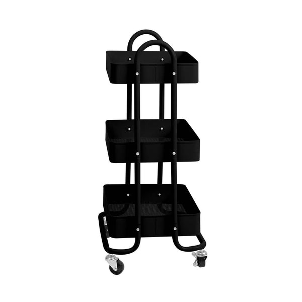 Levede 3 Tiers Kitchen Trolley Cart Black Kitchen Carts