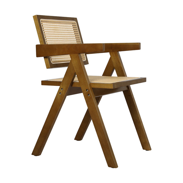Levede 6X Walnut Wicker Armchair Dining Chair Dining Chairs