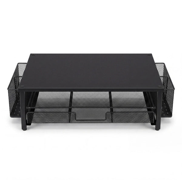 Levede Monitor Stand Riser Metal Computer Desk Organizer Shelf Drawer Pen Holder Black Monitor Mounts & Stands