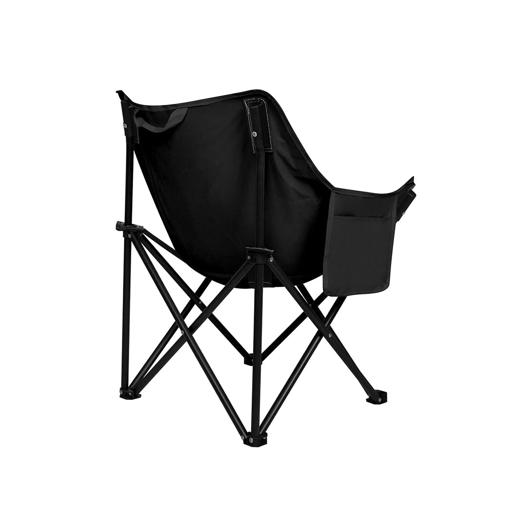 Levede Folding Camping Moon Chair Lightweight Black Camping Chairs