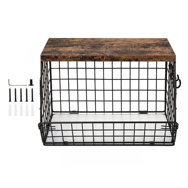 Toque 2Pcs Stackable Wall Mounted Kitchen Fruit Storage Basket With Wood Lid Storage Bins & Baskets