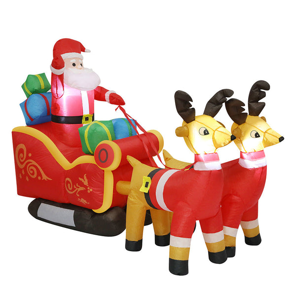 Santaco Led Inflatable Sleigh Reindeer 2.2M Seasonal Decorations