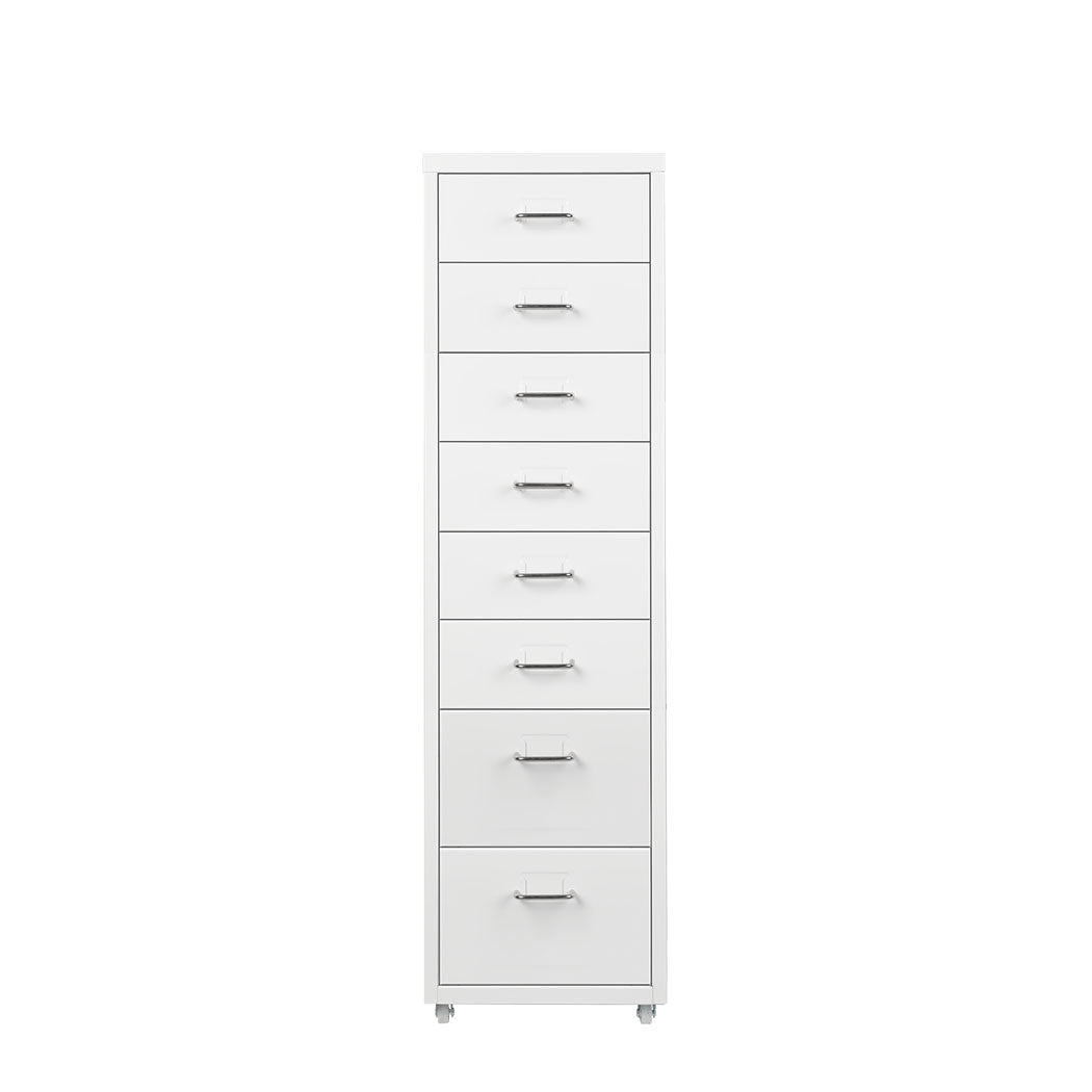Levede Office Cabinet 8 Drawer Drawers Filing Steel Frame White Cabinets & Cupboards