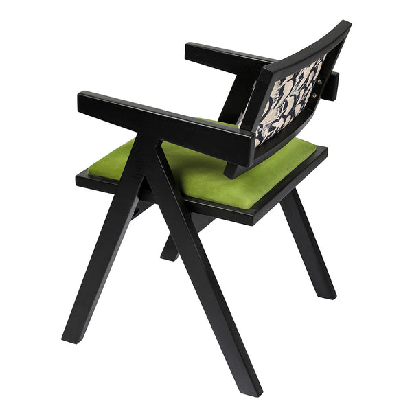 Levede 1X Retro Velvet Dining Chair Green/Black Dining Chairs