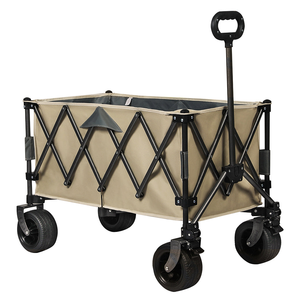Lambu Folding Wagon Cart Khaki Wheelbarrows Carts Wagons