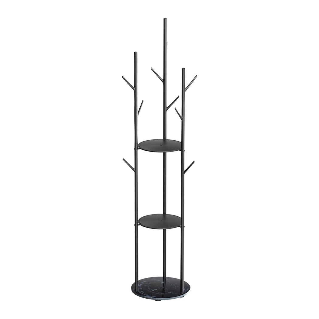 Levede Coat Rack Clothes Stand 8 Hook Organizer Black Stylish Entryway Storage Coat & Hat Racks