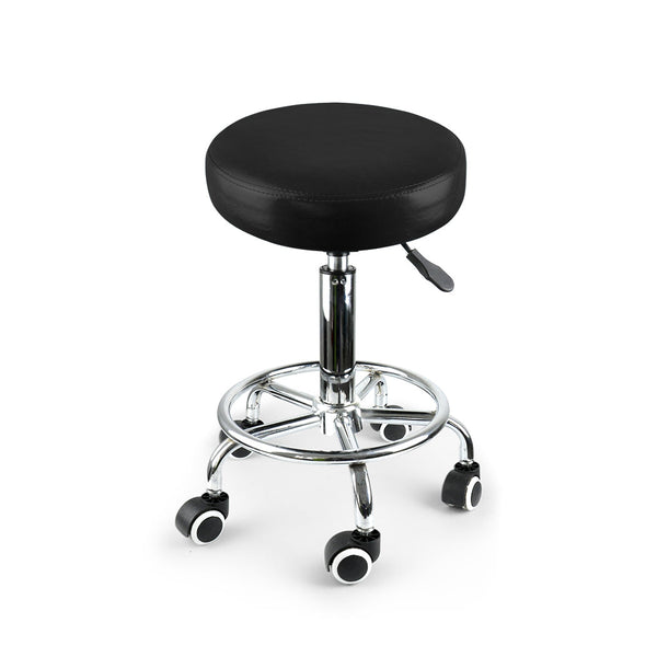 Levede Salon Stool Swivel Bar Stools Black Silver Benches Bar Stools