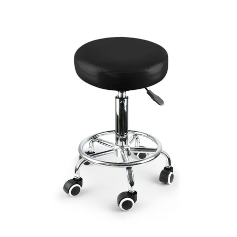 Levede Salon Stool Swivel Bar Stools Black Silver Benches Bar Stools