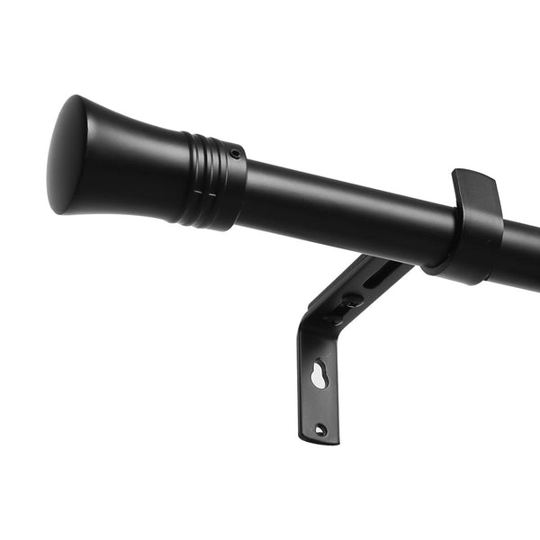 Marlow Black Curtain Rod Steel Quiet Rail Pole Pommel Set Extendable Adjustable For Windows Curtain Poles & Accessories
