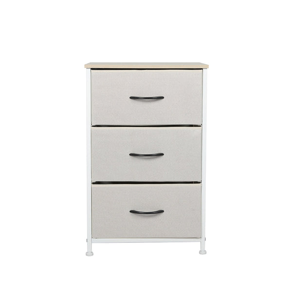Levede Chest Of 3 Drawers Bedside Table Beige Modern Storage Nightstand Dressers & Chests Of Drawers
