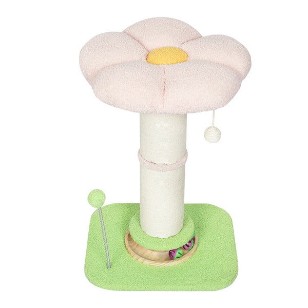 Pawz Cat Scratching Post Flower 61.5Cm Tree Tower Pink And Green Furniture & Scratchers