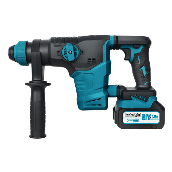 Traderight 21V Cordless Rotary Hammer Drill Tool Set Black Blue Drills