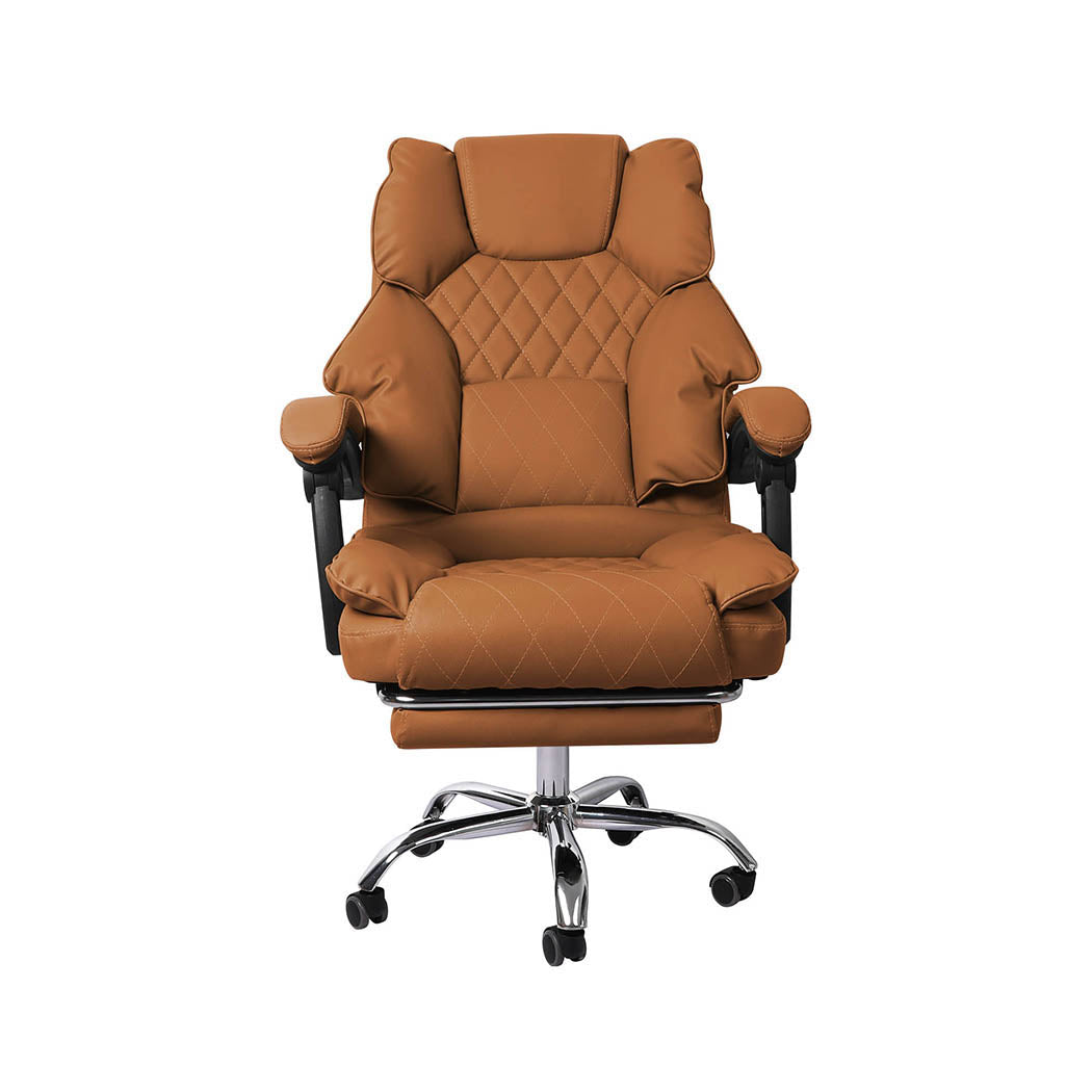 Levede Gaming Chair Office Computer Brown Footrest Office Chairs