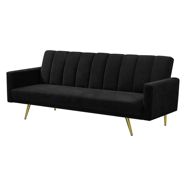 Levede Sofa Bed Convertible Velvet Lounge Recliner Couch Sleeper 3 Seater Black Sofa Beds
