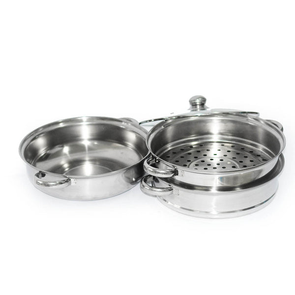 Toque Stainless Steel 3 Layer Steamer Pot With Glass Lid Steamers