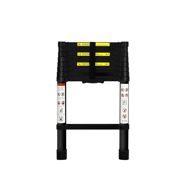 Traderight Multipurpose Aluminium Ladder Telescopic 2.6M Black Meter Ladders