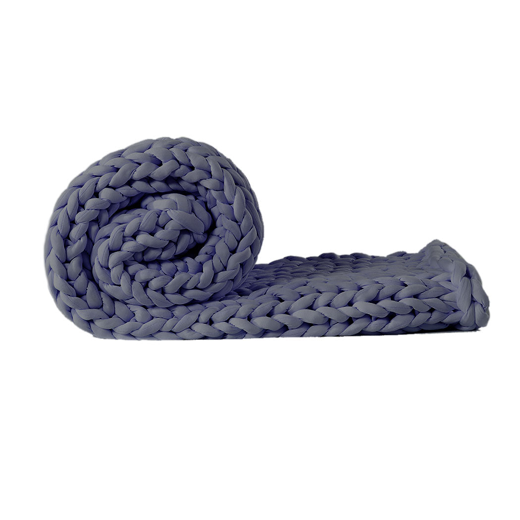 Dreamz Knitted Weighted Blanket Chunky Dark Grey Queen 9Kg Weighted Blankets