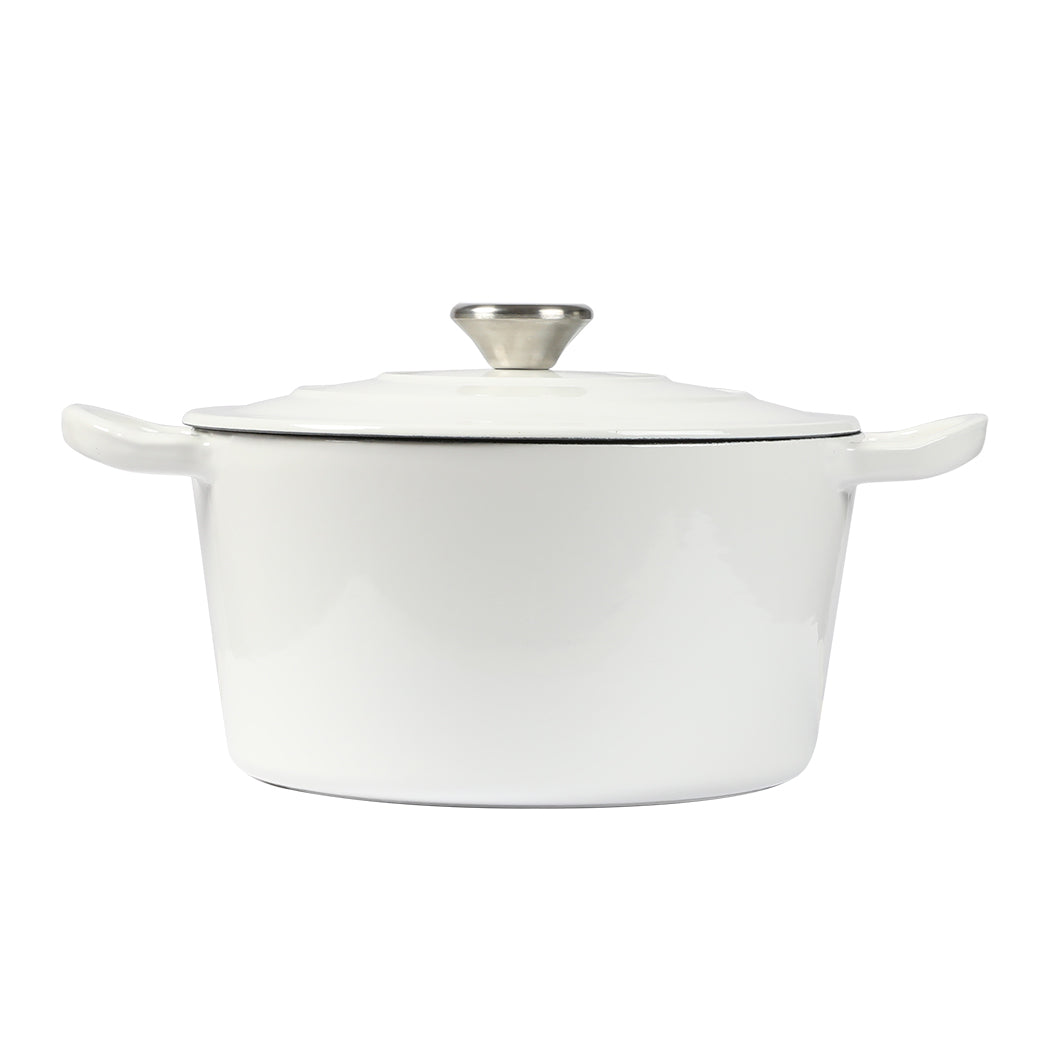 Toque 4L Enamel Dutch Oven Pot In White Colour Casserole Pans