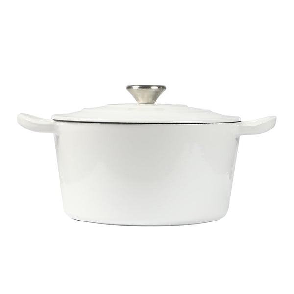 Toque 4L Enamel Dutch Oven Pot In White Colour Casserole Pans