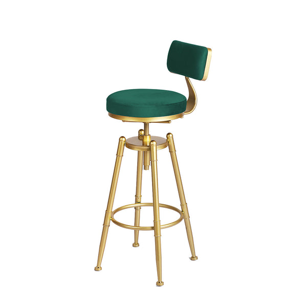 Levede 1X Bar Stool Velvet Kitchen Green Adjustable Height Modern Seating Benches Bar Stools