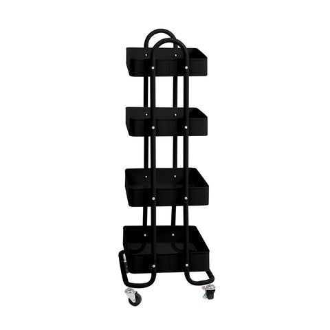 Levede 4 Tier Kitchen Trolley Cart Black Rolling Storage Organizer For Home Office Kitchen Carts