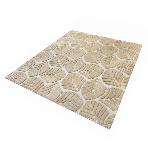 Marlow Floor Rug Soft Embossed Non Slip Plush Shaggy Carpet Leaf Pattern Design Rugs
