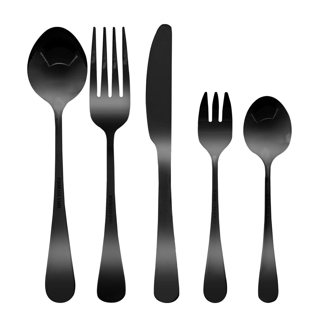 Stainless Steel Cutlery Set Travel Knife Black Cutlery Sets