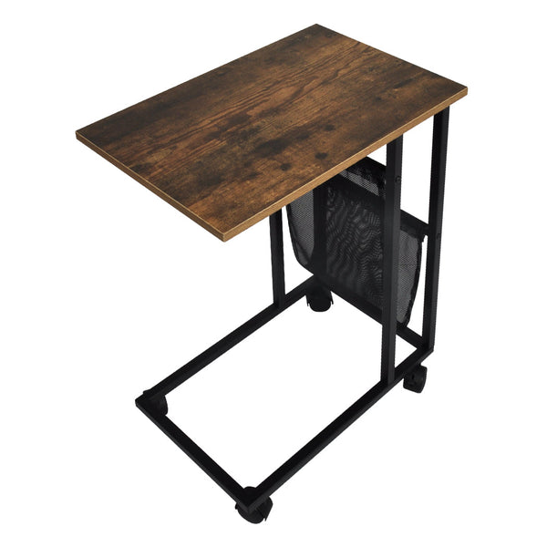 Levede Side Table Mobile Coffee Tables Brown Back Side Tables