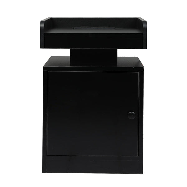 Levede Bedside Table With Usb Charger Outlet And Rgb Lights Black Modern Nightstand For Bedroom Bedside Tables